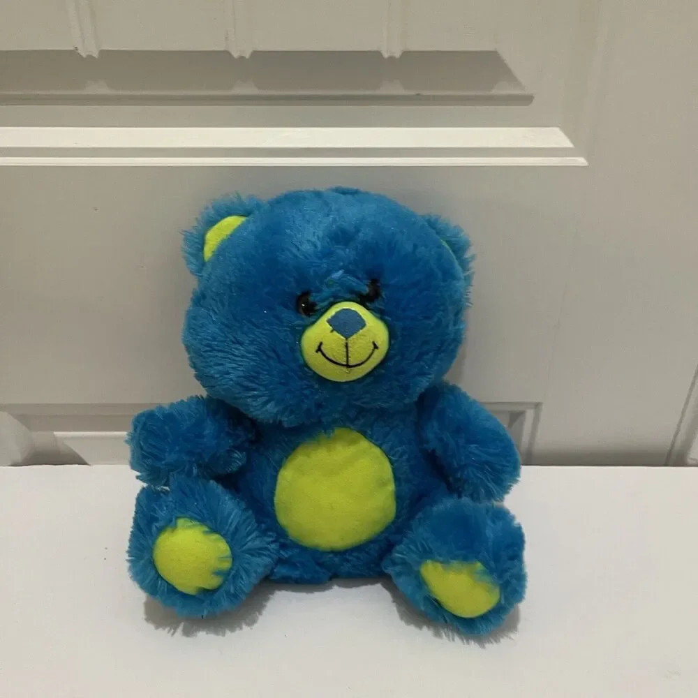 Peek A Boo Teal Blue Lime Green Fuzzy Teddy Bear Plush 10